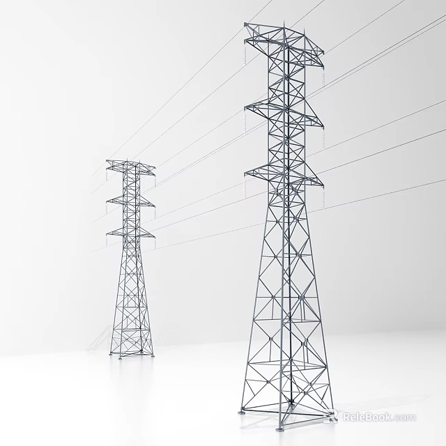 High Voltage Industrial Transmission Towers With Steel Lattice Structure For Power Lines 3d model 