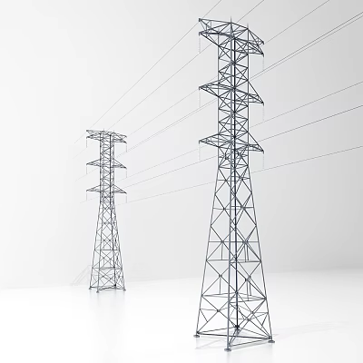 High Voltage Industrial Transmission Towers With Steel Lattice Structure For Power Lines 3d model