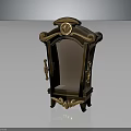 Classic Wooden Display Cabinet With Ornate Gold Accents And Carved Vintage Design