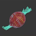 Lindt Lindo Red Candy With White Leaf Pattern On Crinkled Wrapper Against Black Background
