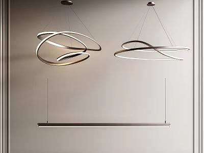 Modern Ring Shaped Pendant Lights With Metallic Finish For Interior Design 3d model