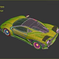 Yellow Sports Car With Streamlined Body And Black Roof In 3D Rendering