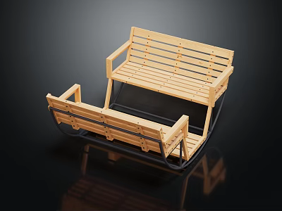 Outdoor Wooden Double Seater Chair With Backrest And Armrests For Garden Leisure 3d model
