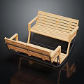 Outdoor Wooden Double Seater Chair With Backrest And Armrests For Garden Leisure