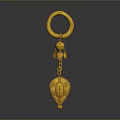 Elegant Golden Hoop Pendant With Leaf Shaped Engraved Decorative Charm