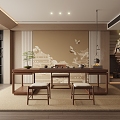 New Chinese Zen Tea Room Tea Table 3d model