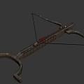 Ancient Wooden Crossbow With Greek Style Meander Pattern On Background