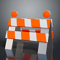 Orange And White Striped Traffic Barrier With Reflective Balls For Construction 3d model