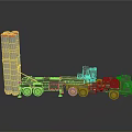 Military Vehicle Transporting Large Cylindrical Launchers With Red Top Sections