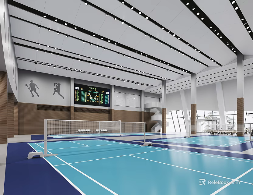 Indoor Badminton Court With Modern Design And Facilities 3d model 