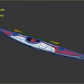 Single Person Red And White Kayak Watercraft With Orange Paddles Streamlined Design