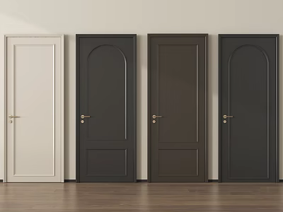 Various Colored Hinged Doors With Modern Panel And Arch Designs For Home Interior 3d model