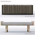 Elegant Modern Upholstered Sofa Bench With Vertical Tufted Design And Metal Legs
