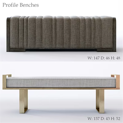 Elegant Modern Upholstered Sofa Bench With Vertical Tufted Design And Metal Legs 3d model