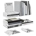 Stacked Interior Design Books and Lifestyle Magazines for Home Decor Collection