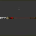 Ancient Decorative Spear With Red Handle Golden Accents And Sharp Blade 3d model