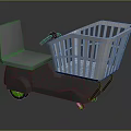 Gray Shopping Scooter With White Basket And Green Wheels For Grocery Use