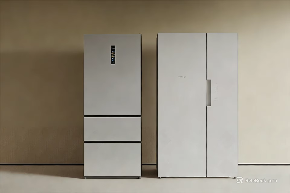 Modern Stainless Steel Multi Door And Side By Side Refrigerators In Minimalist Setting 3d model 