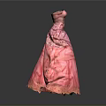Man Modeling Elegant Pink Long Dress With Layered Skirt And Ruffled Details