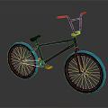 Stylish BMX Bicycle With Black Frame Pink Handlebars Blue Wheels And Yellow Pedals
