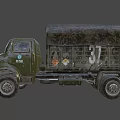 Vintage Functional Cargo Truck With Green Body Canvas Bed Illuminated Headlights And Mercedes Logo