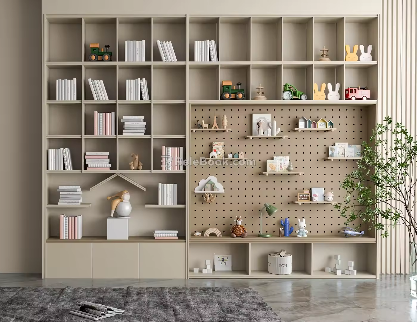 Modern bookcase combination hole board 3d model