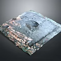 Rough Textured Square Ground Component With Holes And Stone Fragments