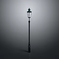 Classic Traditional Street Lamp With Black Metal Pole And Glass Shade Outdoor