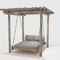 Rustic Outdoor Hammock With Wooden Canopy Frame And Comfortable Mattress Pillows