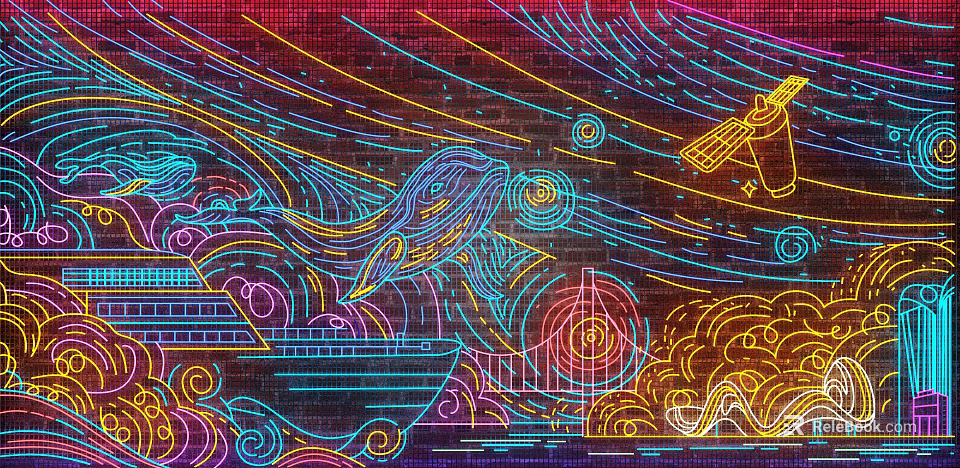 Colorful Decorative Lights With Artistic Line Patterns For Wall Decoration 3d model