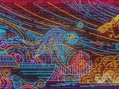 Colorful Decorative Lights With Artistic Line Patterns For Wall Decoration 3d model