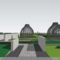 Residential Landscape Design With Green Spaces Water Features And Organized Buildings