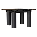 Round Black Dining Table With Four Cylindrical Legs And Modern Design 3d model