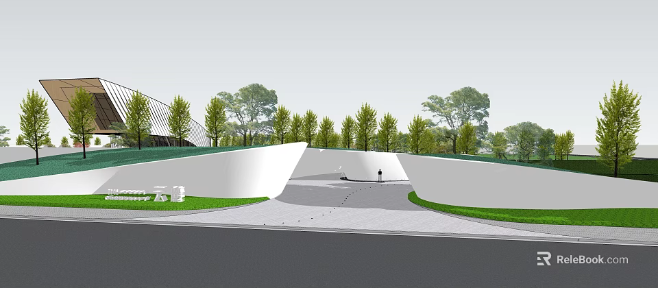 Modern Residential Building With Landscaped Green Space And Curved Roads 3d model 