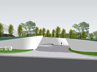 Modern Residential Building With Landscaped Green Space And Curved Roads 3d model