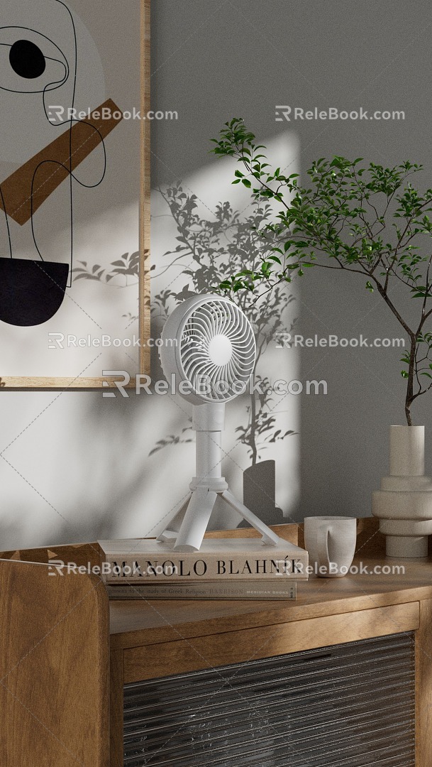 Small fan desktop ornaments potted plant 3d model