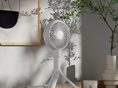 White Air Circulator Fan In Stylish Living Space 3d model