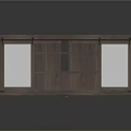 Wooden TV Stand With White Panel Cabinet Doors And Open Shelves