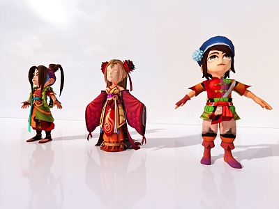 Chinese Ancient Characters Hand-made Martial Arts Doll Blind Box Doll 3d model