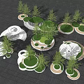 Modern tree pool tree pool seat 3d model