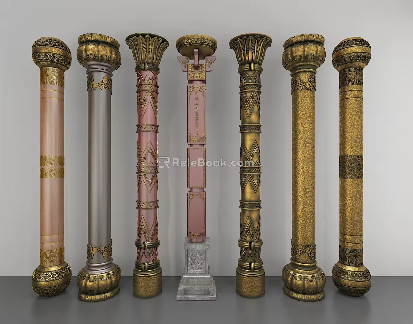 Chinese-style Column 3d model