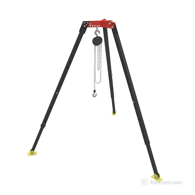 Heavy Duty Tripod Lifting Equipment With Chain Hook And Stable Base 3d model 