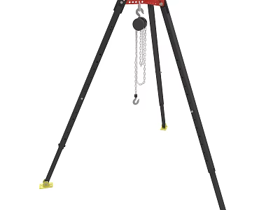 Heavy Duty Tripod Lifting Equipment With Chain Hook And Stable Base 3d model
