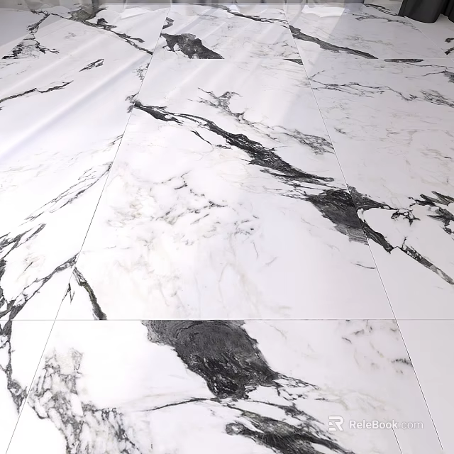 White And Black Marble Floor Tiles With Natural Vein Patterns For Modern Space 3d model 