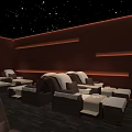 Modern SPA Sauna Interior With Starry Ceiling And Comfortable Lounge Chairs 3d model