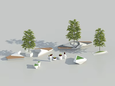 Modern Outdoor Chair Special-shaped Tree Pool Seat 3d model