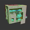 Modern Concrete Cube Structure With Recessed Green Plants And Purple Flowers