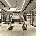 Modern Clothing Store With Bright Interior Glass Facade Display Racks And Clothing Displays