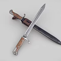 Crossed Historical Swords With Leather Handles Metallic Blades And Black Scabbards