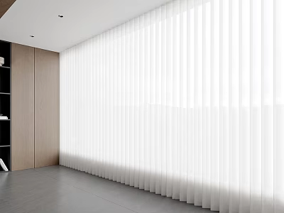 White Vertical Curtains For Modern Minimalist Room With Light Filtering Design 3d model